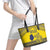 Niue Crab Personalised Leather Tote Bag Niuean Hiapo Pattern - Polynesian Pride