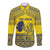 Niue Crab Personalised Long Sleeve Button Shirt Niuean Hiapo Pattern - Polynesian Pride