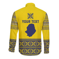 Niue Crab Personalised Long Sleeve Button Shirt Niuean Hiapo Pattern - Polynesian Pride