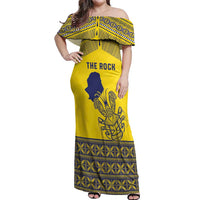 Niue Crab Personalised Off Shoulder Maxi Dress Niuean Hiapo Pattern - Polynesian Pride