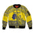 Niue Crab Personalised Sleeve Zip Bomber Jacket Niuean Hiapo Pattern - Polynesian Pride