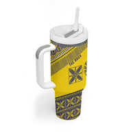Niue Crab Personalised Tumbler With Handle Niuean Hiapo Pattern - Polynesian Pride
