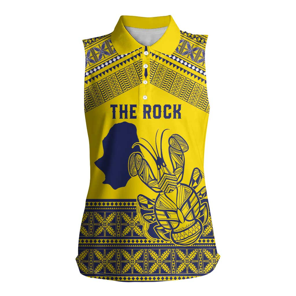 Niue Crab Personalised Women Sleeveless Polo Shirt Niuean Hiapo Pattern - Polynesian Pride