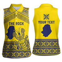 Niue Crab Personalised Women Sleeveless Polo Shirt Niuean Hiapo Pattern - Polynesian Pride