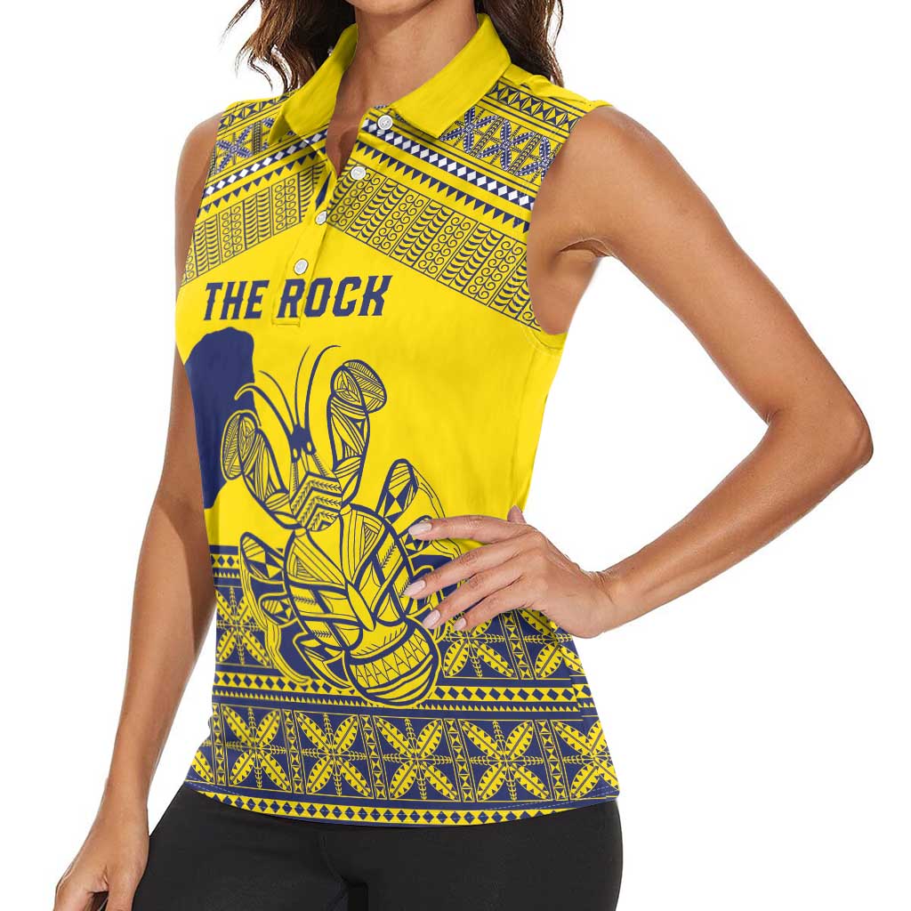 Niue Crab Personalised Women Sleeveless Polo Shirt Niuean Hiapo Pattern - Polynesian Pride