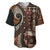 Vintage Samoa Siapo Mamanu Baseball Jersey Brown Samoan Tapa Motif - Polynesian Pride
