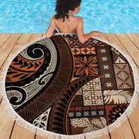 Vintage Samoa Siapo Mamanu Beach Blanket Brown Samoan Tapa Motif - Polynesian Pride