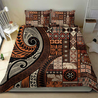 Vintage Samoa Siapo Mamanu Bedding Set Brown Samoan Tapa Motif - Polynesian Pride