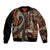 Vintage Samoa Siapo Mamanu Bomber Jacket Brown Samoan Tapa Motif - Polynesian Pride