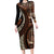 Vintage Samoa Siapo Mamanu Family Matching Long Sleeve Bodycon Dress and Hawaiian Shirt Brown Samoan Tapa Motif - Polynesian Pride