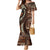 Vintage Samoa Siapo Mamanu Family Matching Mermaid Dress and Hawaiian Shirt Brown Samoan Tapa Motif - Polynesian Pride