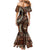 Vintage Samoa Siapo Mamanu Family Matching Mermaid Dress and Hawaiian Shirt Brown Samoan Tapa Motif - Polynesian Pride