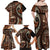 Vintage Samoa Siapo Mamanu Family Matching Off Shoulder Maxi Dress and Hawaiian Shirt Brown Samoan Tapa Motif - Polynesian Pride