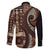 Vintage Samoa Siapo Mamanu Family Matching Tank Maxi Dress and Hawaiian Shirt Brown Samoan Tapa Motif - Polynesian Pride