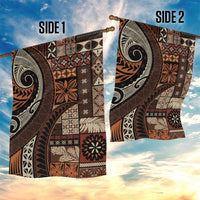 Vintage Samoa Siapo Mamanu Garden Flag Brown Samoan Tapa Motif - Polynesian Pride