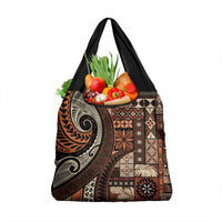 Vintage Samoa Siapo Mamanu Grocery Bag Brown Samoan Tapa Motif - Polynesian Pride