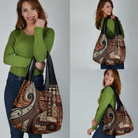 Vintage Samoa Siapo Mamanu Grocery Bag Brown Samoan Tapa Motif - Polynesian Pride