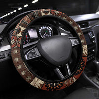 Vintage Samoa Siapo Mamanu Steering Wheel Cover Brown Samoan Tapa Motif - Polynesian Pride