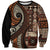 Vintage Samoa Siapo Mamanu Sweatshirt Brown Samoan Tapa Motif - Polynesian Pride