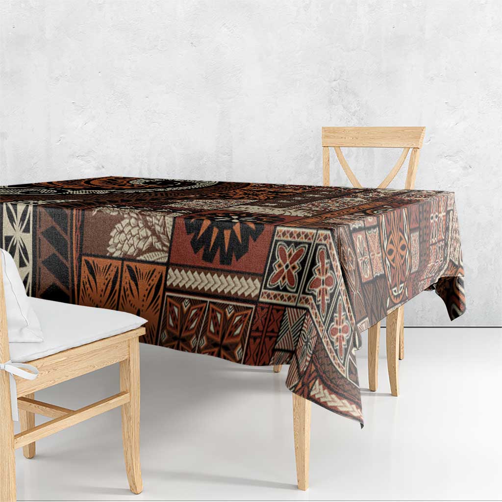 Vintage Samoa Siapo Mamanu Tablecloth Brown Samoan Tapa Motif - Polynesian Pride