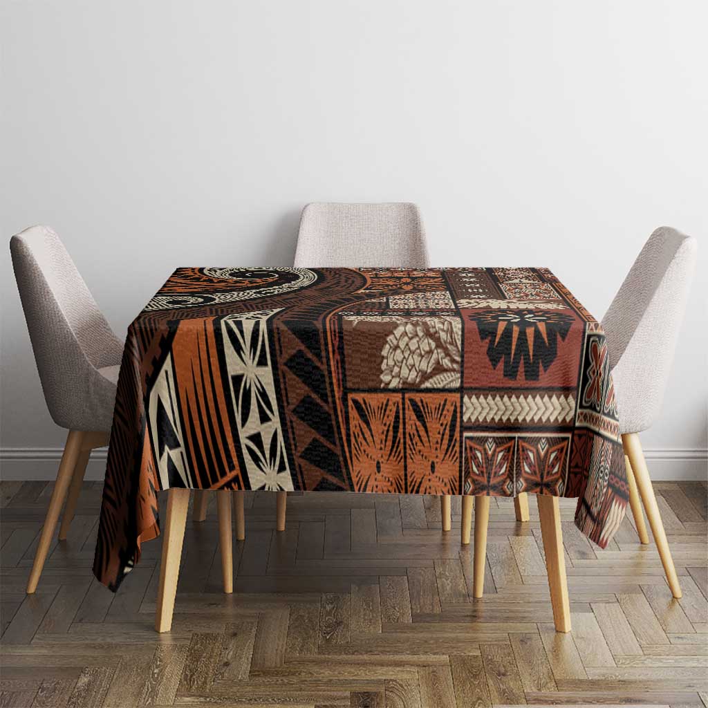 Vintage Samoa Siapo Mamanu Tablecloth Brown Samoan Tapa Motif - Polynesian Pride