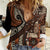 Vintage Samoa Siapo Mamanu Women Casual Shirt Brown Samoan Tapa Motif - Polynesian Pride