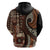 Vintage Samoa Siapo Mamanu Zip Hoodie Brown Samoan Tapa Motif - Polynesian Pride