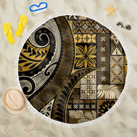 Vintage Samoa Siapo Mamanu Beach Blanket Gold Samoan Tapa Motif - Polynesian Pride