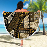 Vintage Samoa Siapo Mamanu Beach Blanket Gold Samoan Tapa Motif - Polynesian Pride
