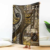 Vintage Samoa Siapo Mamanu Blanket Gold Samoan Tapa Motif - Polynesian Pride