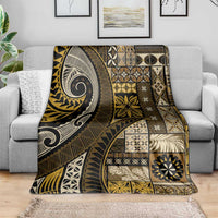 Vintage Samoa Siapo Mamanu Blanket Gold Samoan Tapa Motif - Polynesian Pride