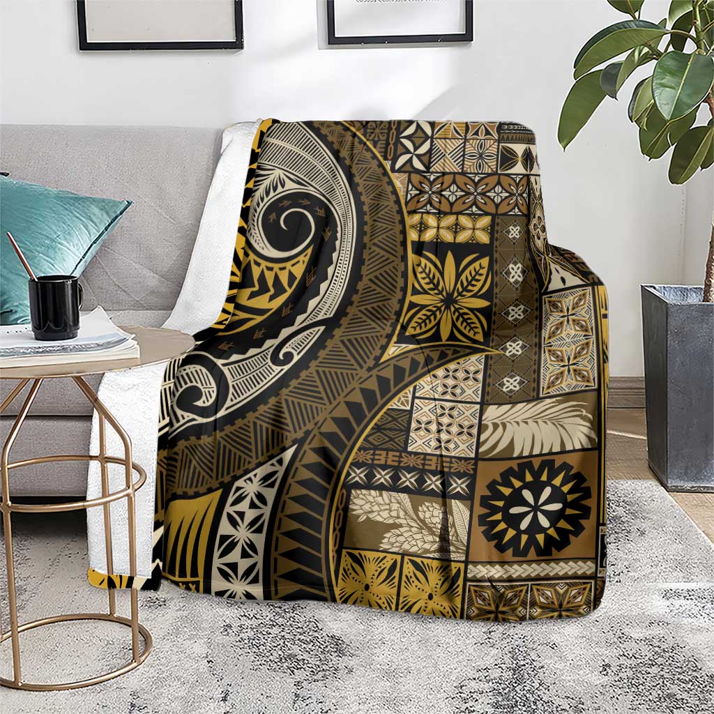 Vintage Samoa Siapo Mamanu Blanket Gold Samoan Tapa Motif - Polynesian Pride