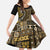 Vintage Samoa Siapo Mamanu Family Matching Long Sleeve Bodycon Dress and Hawaiian Shirt Gold Samoan Tapa Motif - Polynesian Pride
