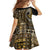 Vintage Samoa Siapo Mamanu Family Matching Long Sleeve Bodycon Dress and Hawaiian Shirt Gold Samoan Tapa Motif - Polynesian Pride