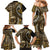 Vintage Samoa Siapo Mamanu Family Matching Mermaid Dress and Hawaiian Shirt Gold Samoan Tapa Motif - Polynesian Pride