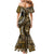Vintage Samoa Siapo Mamanu Family Matching Mermaid Dress and Hawaiian Shirt Gold Samoan Tapa Motif - Polynesian Pride