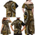 Vintage Samoa Siapo Mamanu Family Matching Off Shoulder Maxi Dress and Hawaiian Shirt Gold Samoan Tapa Motif - Polynesian Pride