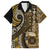 Vintage Samoa Siapo Mamanu Family Matching Off Shoulder Maxi Dress and Hawaiian Shirt Gold Samoan Tapa Motif - Polynesian Pride