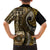 Vintage Samoa Siapo Mamanu Family Matching Tank Maxi Dress and Hawaiian Shirt Gold Samoan Tapa Motif - Polynesian Pride