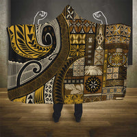 Vintage Samoa Siapo Mamanu Hooded Blanket Gold Samoan Tapa Motif - Polynesian Pride