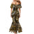 Vintage Samoa Siapo Mamanu Mermaid Dress Gold Samoan Tapa Motif - Polynesian Pride