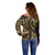 Vintage Samoa Siapo Mamanu Off Shoulder Sweater Gold Samoan Tapa Motif - Polynesian Pride