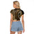 Vintage Samoa Siapo Mamanu Raglan Cropped T Shirt Gold Samoan Tapa Motif - Polynesian Pride
