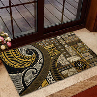 Vintage Samoa Siapo Mamanu Rubber Doormat Gold Samoan Tapa Motif - Polynesian Pride