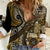 Vintage Samoa Siapo Mamanu Women Casual Shirt Gold Samoan Tapa Motif - Polynesian Pride