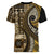 Vintage Samoa Siapo Mamanu Women V-Neck T-Shirt Gold Samoan Tapa Motif - Polynesian Pride
