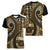 Vintage Samoa Siapo Mamanu Women V-Neck T-Shirt Gold Samoan Tapa Motif - Polynesian Pride