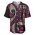 Vintage Samoa Siapo Mamanu Baseball Jersey Pink Samoan Tapa Motif - Polynesian Pride