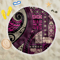 Vintage Samoa Siapo Mamanu Beach Blanket Pink Samoan Tapa Motif - Polynesian Pride