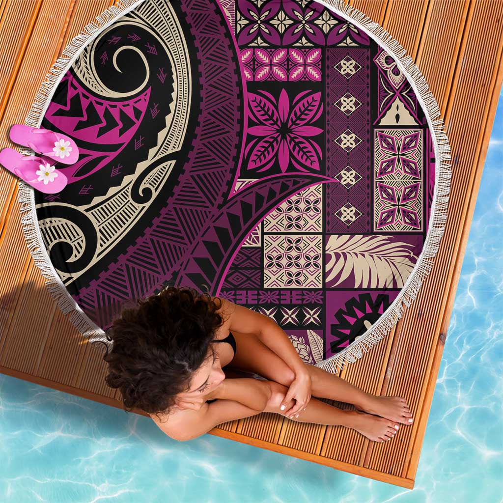 Vintage Samoa Siapo Mamanu Beach Blanket Pink Samoan Tapa Motif - Polynesian Pride